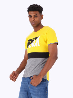 White Rabbit Men's Color-Block Front Text Print T-Shirt