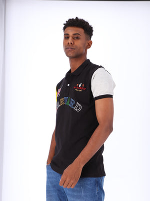 White Rabbit Men's Contrasting Color Sleeves Polo Shirt