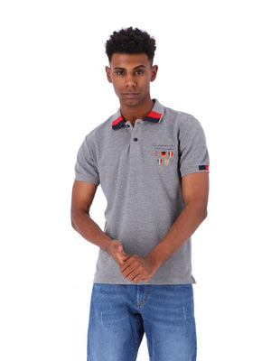 White Rabbit Men's Chest Stitched Patches Polo Shirt