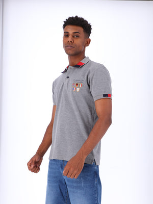 White Rabbit Men's Chest Stitched Patches Polo Shirt