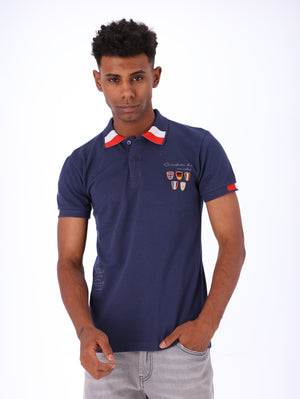 White Rabbit Men's Chest Stitched Patches Polo Shirt