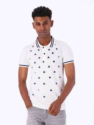 White Rabbit Men's Front Embroidered Design Polo Shirt