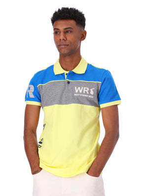 White Rabbit Men's Color Block Logo Print Polo Shirt