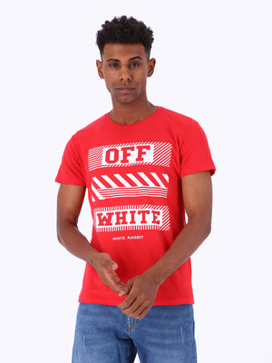 White Rabbit Men's "Off White" Front Print T-Shirt