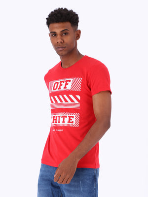 White Rabbit Men's "Off White" Front Print T-Shirt