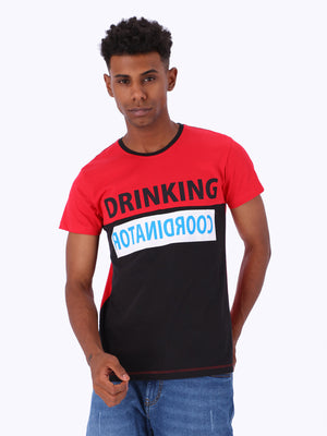 White Rabbit Men's Front print T-Shirt with Color-Block