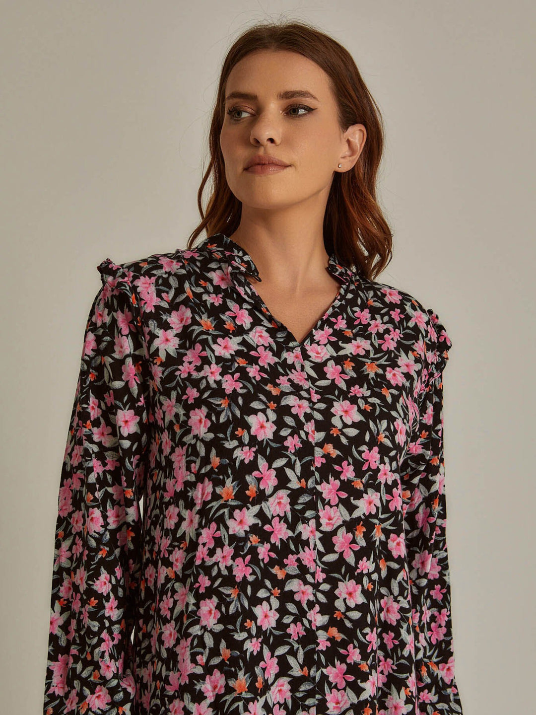 Dress - Floral Pattern - Short Length