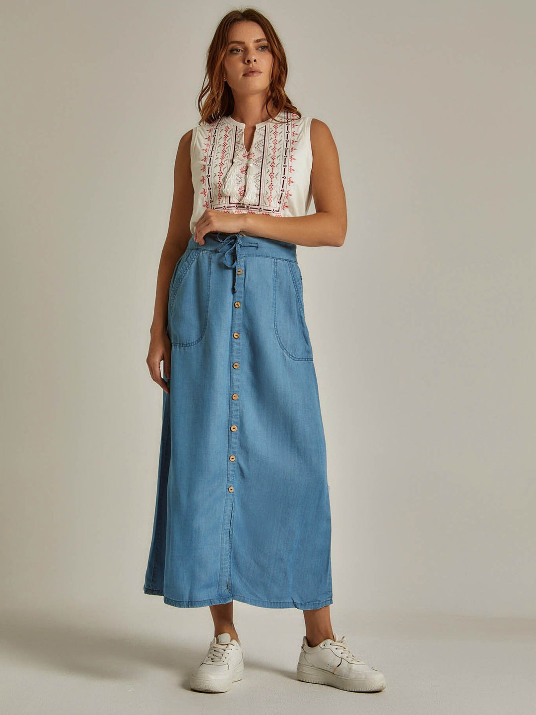 Skirt - Front Slit - Elasticated Waist